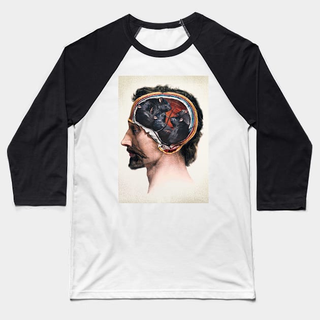 i went to college once, but all they found were rats in my head Baseball T-Shirt by basementgalaxy